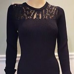 Michael Kors New, Black Lace Yoke Sweater Dress